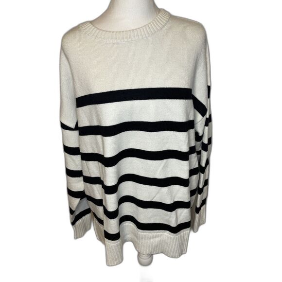 French Connection Essentials Ladies Striped Long Sleeve Sweater Designer - Picture 1 of 5
